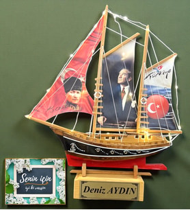 Sizlere Özel Tasarım Led Işıklı Büyük Boy Ahşap Gemi Hediyesi Doğal El Yapımı (Model 3)