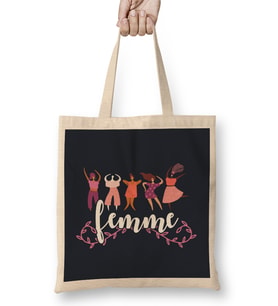 Girl Power Femme Text Bez Çanta Uzun Saplı