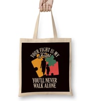 Your Fight My Fight Autism Awareness Mother Son Daughter Bez Çanta Uzun Saplı