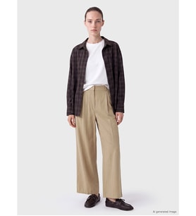 LCW Comfort Bej Geniş Paça Pileli Kadın Kumaş Pantolon