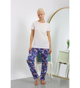 Kadın Pamuklu Alt Pijama Lacivert