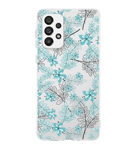 Samsung Galaxy A73 Uyumlu Kapak Floral Su Yeşili Tasarımlı Şeffaf Silikon Kılıf