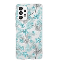 Samsung Galaxy A73 Uyumlu Kapak Floral Su Yeşili Tasarımlı Şeffaf Silikon Kılıf