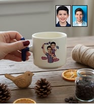 Kişiye Özel Karikatürlü Bordo Mavi Taraftar Baba Oğul T Kupa Babalar Günü Hediyesi
