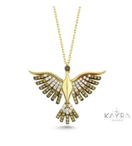 Sarı Taşlı Anka Kuşu Altın Kaplama Kolye GM92