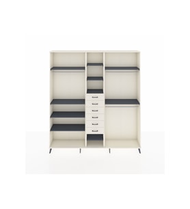 Arges Dolap 10 Raflı 6 Çekmeceli 3 Askılı 220x30x243 Aytaşı-Antrasit/Aytaşı