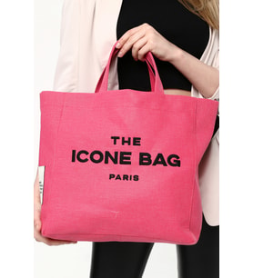 Icone Fuşya The Icone Bag Paris İşlemeli Tote Kadın Kol Çantası ve Omuz Çantası