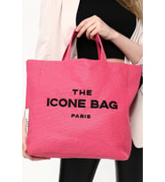 Icone Fuşya The Icone Bag Paris İşlemeli Tote Kadın Kol Çantası ve Omuz Çantası