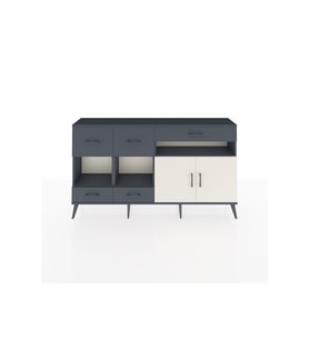 Arges Konsol 4 Raflı 5 Çekmeceli 2 Kapaklı 176x30x99 Antrasit-Aytaşı/Antrasit
