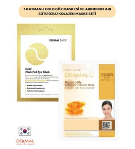 3 Katmanlı Gold Göz Maskesi ve Arındırıcı Arı Sütü Özlü Kolajen Maske Seti 2 Adet