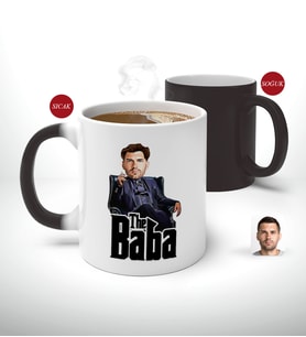 BK Gift Kişiye Özel Babalar Günü Hediyesi Godfather Baba Karikatürlü Sihirli Kupa Bardak-8 (Beyaz)