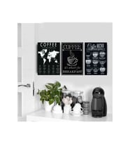 Mutfak Kahve Köşesi coffee menü dünya haritası fincan kupa Dekor Konsept Tablo MDF Baskı(19x28cm)