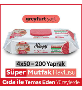 Sleepy Easy Clean Süper Yüzey Tem.Mutfak Havlusu Mendili Yağlı 4X50 200 Yaprak