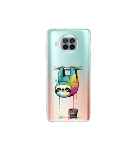 Xiaomi Mi 10T Lite ile Uyumlu Splash Tembel Hayvan Tasarımlı Şeffaf Silikon Kılıf