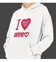 Anneler Günü "I Love Anne" Baskılı Kapşonlu Beyaz Unisex Sweatshirt HK2622