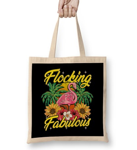 Cute & Funny Flocking Fabulous Flamingo Pun Bez Çanta Uzun Saplı