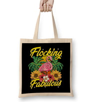 Cute & Funny Flocking Fabulous Flamingo Pun Bez Çanta Uzun Saplı