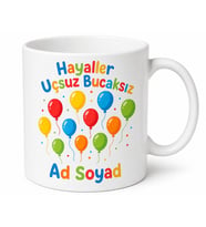 Balonlu İsim Yazılı Çocuk Kupası Özel Baskılı Hediye Bardak