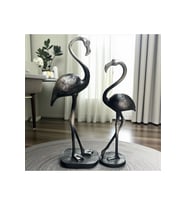 Dekoratif Polyester İkili Flamingo Set Gümüş-Siyah Eskitme