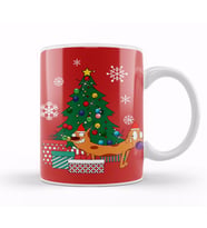 Catdog Around The Christmas Tree Kupa Bardak Porselen
