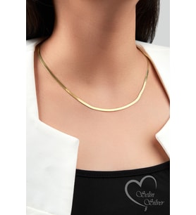 İTALYAN MODEL FASHİON KOLYE GOLD,GÜMÜŞ VE ROSE RENK 925 AYAR GÜMÜŞ KOLYE (Gold)