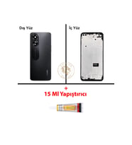 Oppo A38 Siyah Uyumlu Orta Kasa + B7000 Yapıştırıcı Full Kasa Kapak Gövde Housing