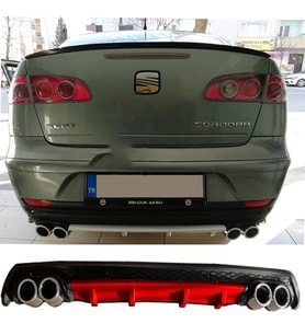 Seat Cordoba Kırmızı Difüzör Çiftli Yuvarlak Egzoz Görünümlü D Tip Difizör