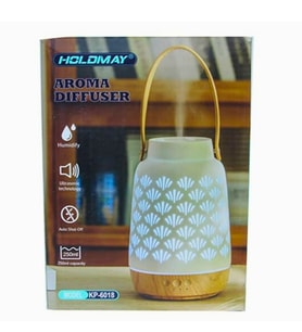 Hava Nemlendirici Buhar Makinesi Aroma Difüzörü Büyük Boy Ahşap Görünümle Deri Kordonlu