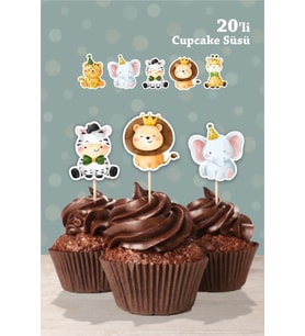 Safari Party Teması Cupcake Süsü 20'li