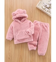 Unisex Peluş Çocuk Alt Üst Welsoft Takım-Somon