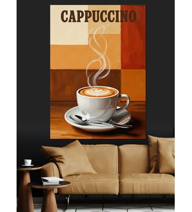 Latte Ve Cappuccino İllüstrasyonu Dekoratif Kanvas - Mdf Ahşap Tablo
