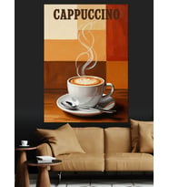 Latte Ve Cappuccino İllüstrasyonu Dekoratif Kanvas - Mdf Ahşap Tablo