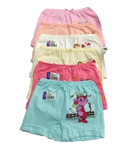 Sedef Yıldızı Kız Çocuk Baskılı Karışık Renkli Boxer 1045 - 12 Adet 