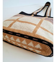 Elchandmade Tığ İşi Örgü Wayuu Krem Kahve Siyah Çanta Tote Bag