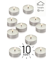 10 Adet  Vanilya Kokulu Tealight Mum  4 Saat Yanar  Dekoratif Mumluk Mumu