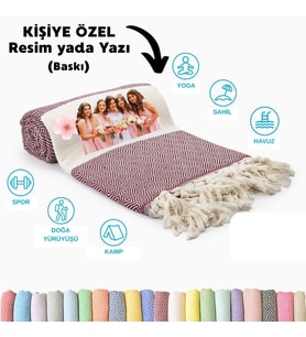 Kişiye Özel Elmas Desenli Baskılı Peştemal – İsim Yazılı Oversize Türk Plaj Havlusu – Banyo Havlusu