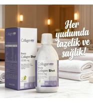 Collagen Shot 500ml, 5 Tip Sıvı Kolajen, Biotin, Vitamin B12, C Vitamini, Bakır, Retinol & Çinko (Y. Su Yeşili)
