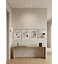 Modern Minimalist Soyut Geometrik 4’lü Ahşap Çerçeveli Tablo Seti