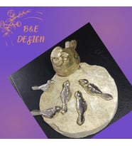 TRAVERTEN DEKORATİF OBJE_ANNE KUŞ VE YAVRULARI