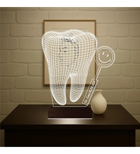 Luvivia Smile Diş Hekimi Diş Doktoru Hediye Kişiye Özel 3D Lamba - Masa Gece Lambası