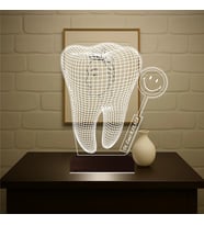 Luvivia Smile Diş Hekimi Diş Doktoru Hediye Kişiye Özel 3D Lamba - Masa Gece Lambası