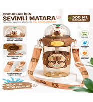 fenomen capy bara 1.kalite 500 ML Taşıma Askılı Matara – Pipetli, Karakter Figürlü, Sızdırmaz Çocuk Su Matarası