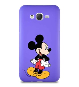 Samsung Galaxy J7 Core Soft Premier Kapak Mickey Mouse-D Tasarımlı Silikon Kılıf - Mor (Şeffaf)