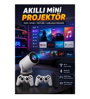 Android 11 Full HD Projektör – 8 GB Depolama, 10.000 Oyun ve Çift Oyun Kollu
