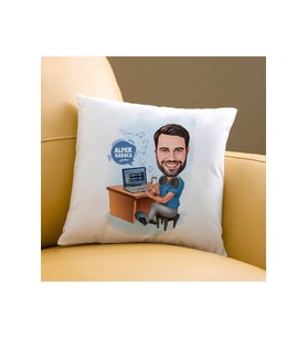 Müzik Aşığı Erkek Karikatürlü Yastık