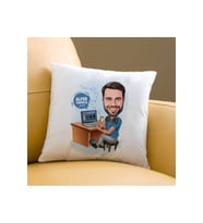 Müzik Aşığı Erkek Karikatürlü Yastık
