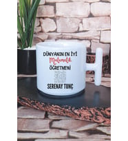 Dünyanın En İyi Matematik Öğretmeni Baskılı Kişiye Özel Öğretmenler Günü Latte Fincanı Kupa