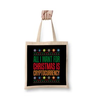 All I Want For Christmas Is Cryptocurrency Crypto Yılbaşı Beyaz Bez Çanta Uzun Saplı