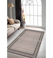 Bej Çerçeveli Kaymaz Tabanlı Makinede Yıkanabilir Halı RV083 - 100 x 160 cm