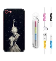 Apple iPhone 5 6 7 8 Plus Se XR Kılıf Kablo Koruma Spiral Silikon Star Woman 1332